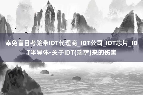 幸免盲目考验带IDT代理商_IDT公司_IDT芯片_IDT半导体-关于IDT(瑞萨)来的伤害